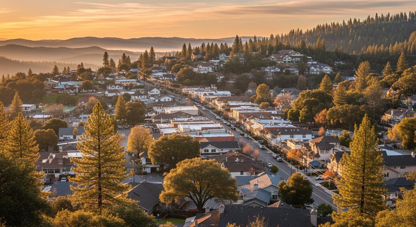 Sunset over the mountain community of Oakhurst, California